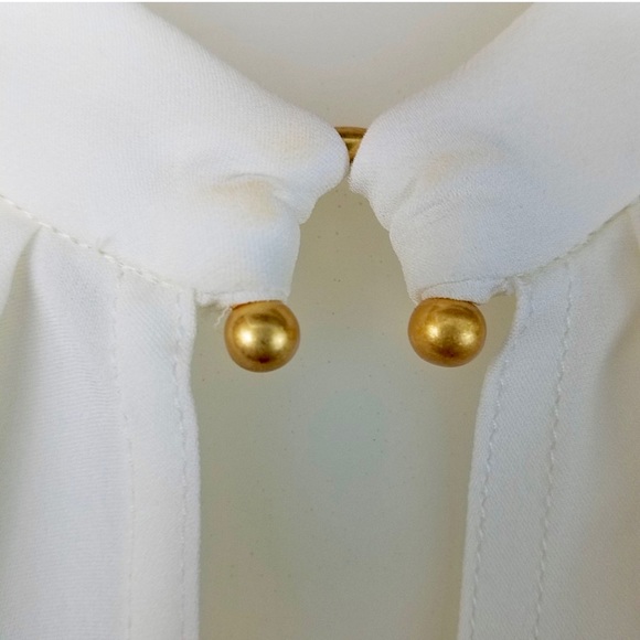 A.L.C. White Silk Tank Blouse, Keyhole neck, metal detail - Picture 9 of 12
